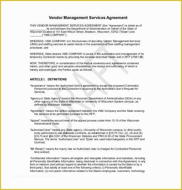 Free Vendor Contract Template Of 19 Sample Vendor Agreement Templates Pdf Doc