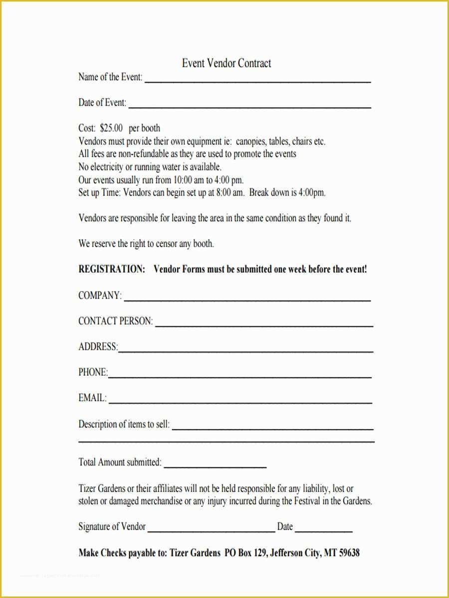 Free Vendor Contract Template Of 8 event Agreement forms Free Sample Example format