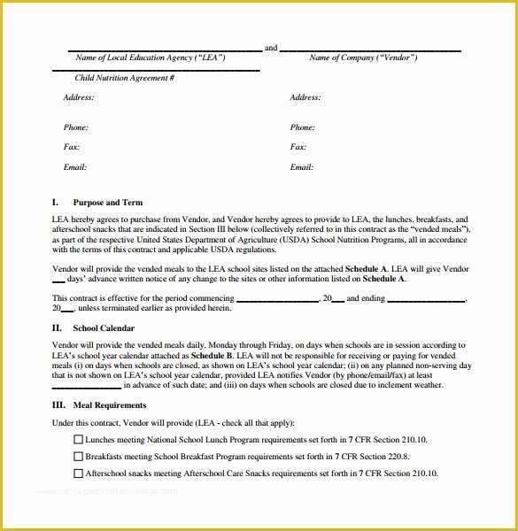 Free Vendor Contract Template Of 8 Vendor Contract Templates to Download for Free