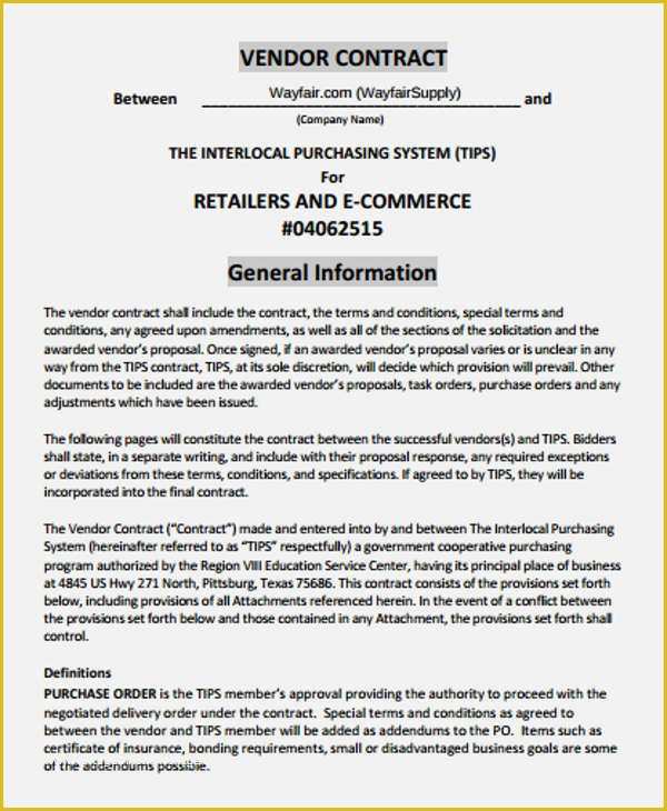 Free Vendor Contract Template Of 9 Vendor Contract Template