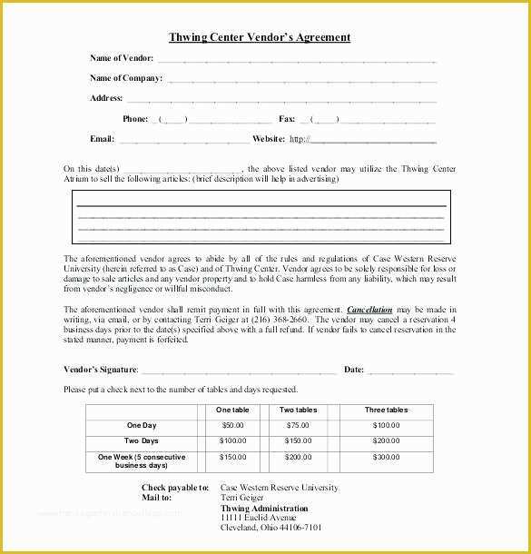 Free Vendor Contract Template Of Festival Vendor Application Template – Flybymedia