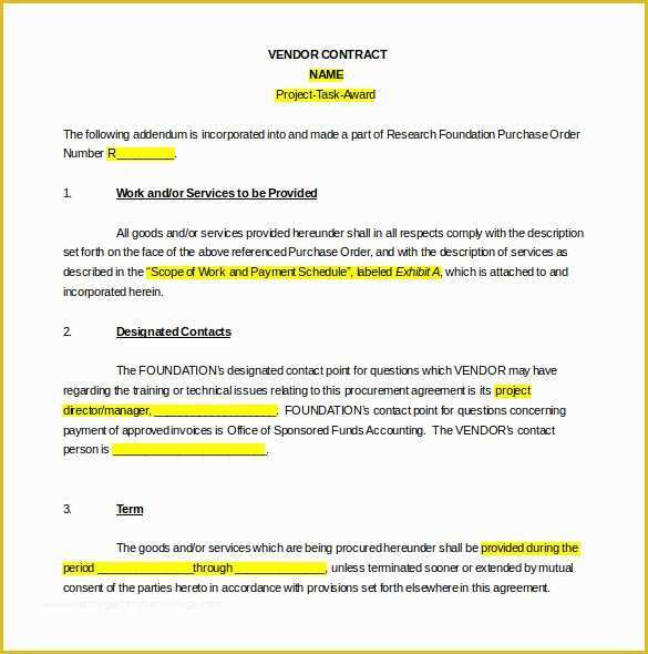 Free Vendor Contract Template Of Vendor Agreement Template – 18 Free Word Pdf Documents