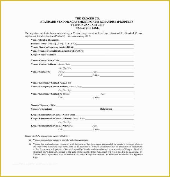 Free Vendor Contract Template Of Vendor Agreement Template – 18 Free Word Pdf Documents