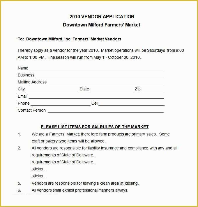 Free Vendor Contract Template Of Vendor Application Template – 9 Free Word Pdf Documents