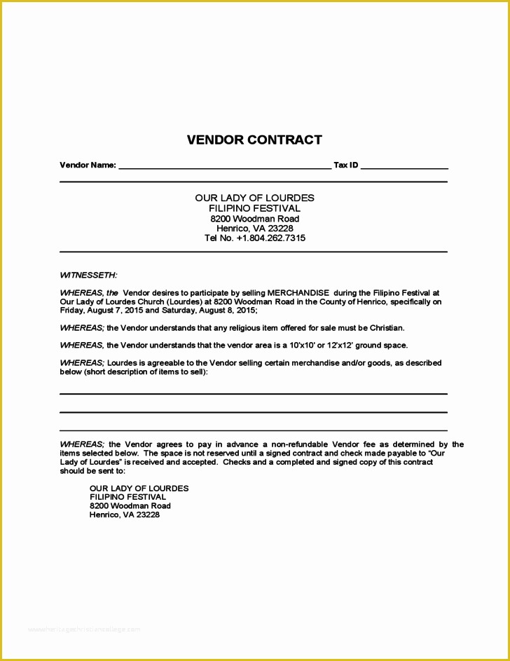 Free Vendor Contract Template Of Vendor Contract Sample Template Free Download