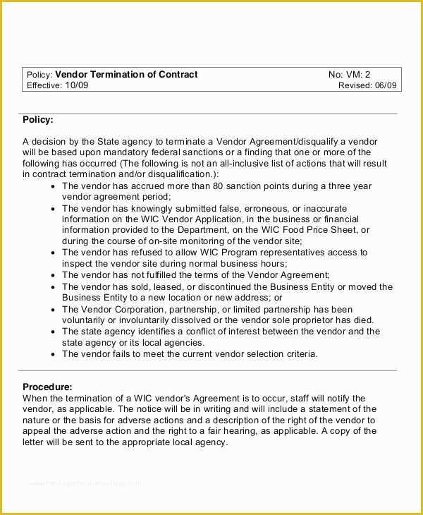 Free Vendor Contract Template Of Vendor Termination Letters 8 Things You Won T Miss Out if