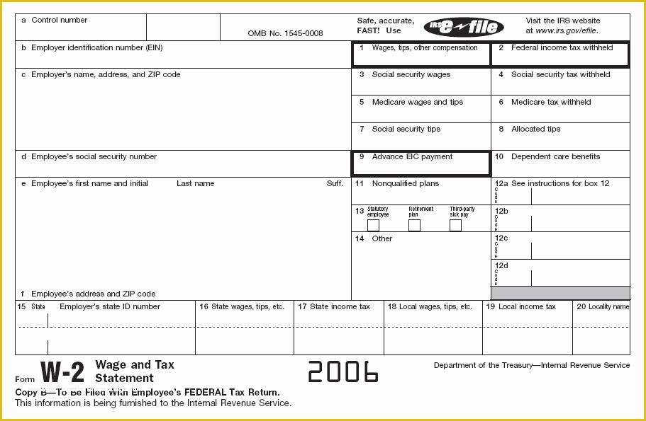 Free W2 Template Of File form W 2 2006