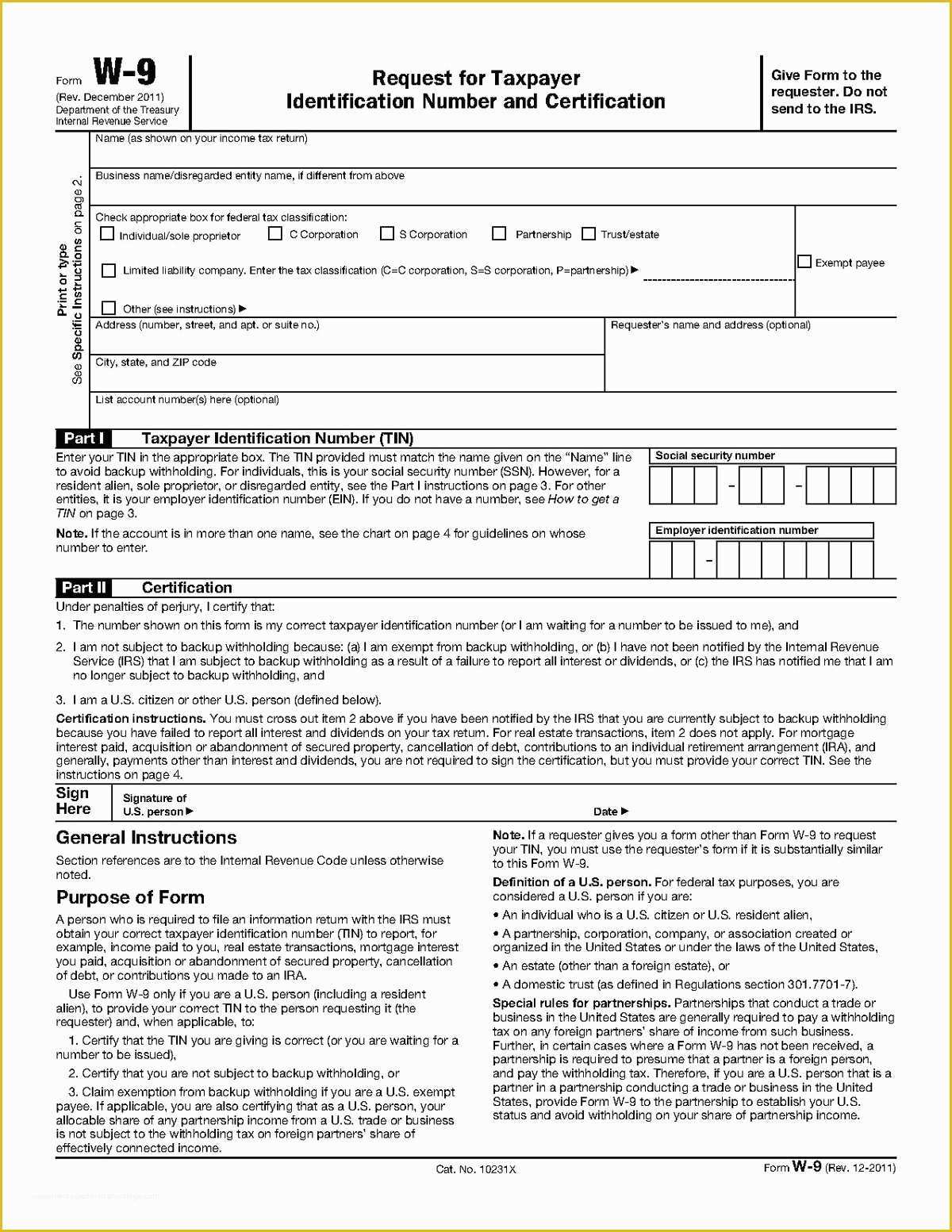 Free W2 Template Of form W 9