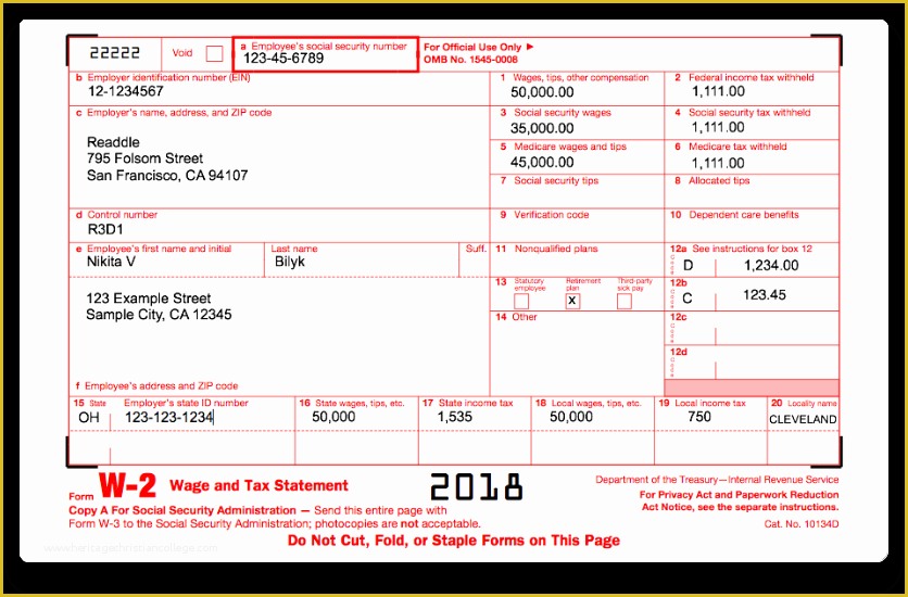 Free W2 Template Of How to Fill Out Irs form W 2 2017 2018
