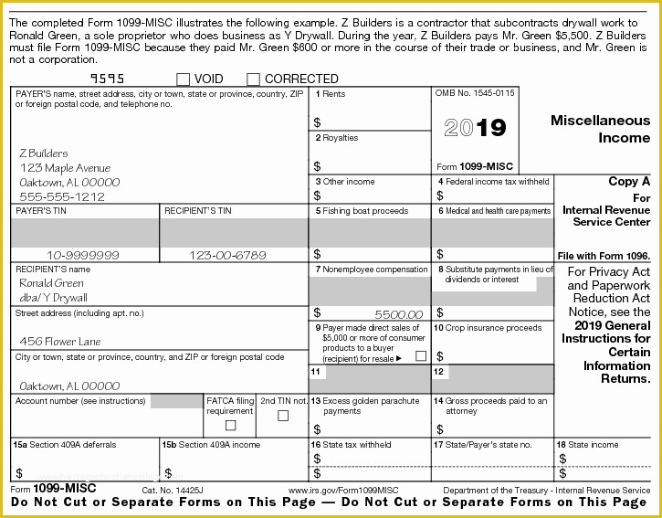 Free W2 Template Of Instructions for form 1099 Misc 2019
