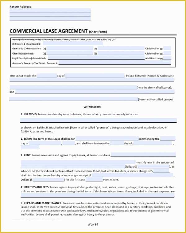 Free Washington State Rental Agreement Template Of Free Washington Mercial Lease Agreement Pdf