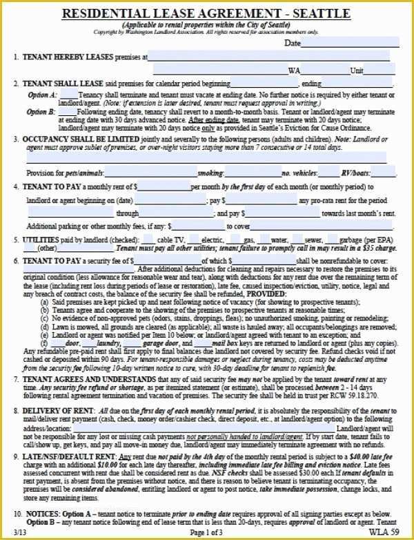 Free Washington State Rental Agreement Template Of Free Washington Residential Lease Agreement Pdf