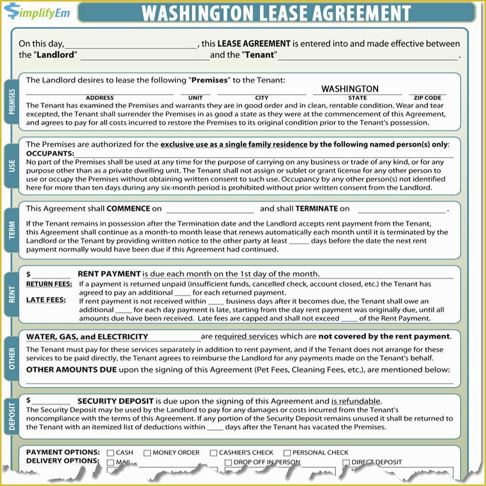 Free Washington State Rental Agreement Template Of Washington Lease Agreement