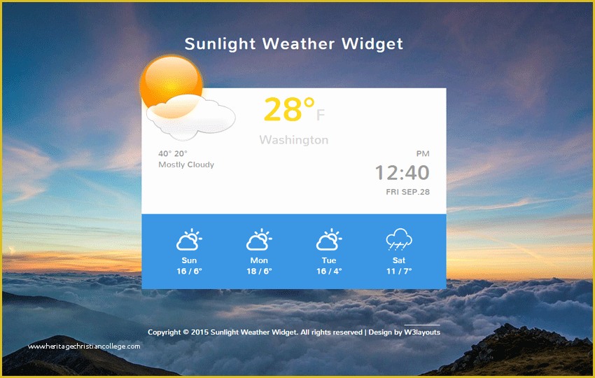 Free Weather Website Templates Of Sunlight Weather Responsive Wid Template by W3layouts