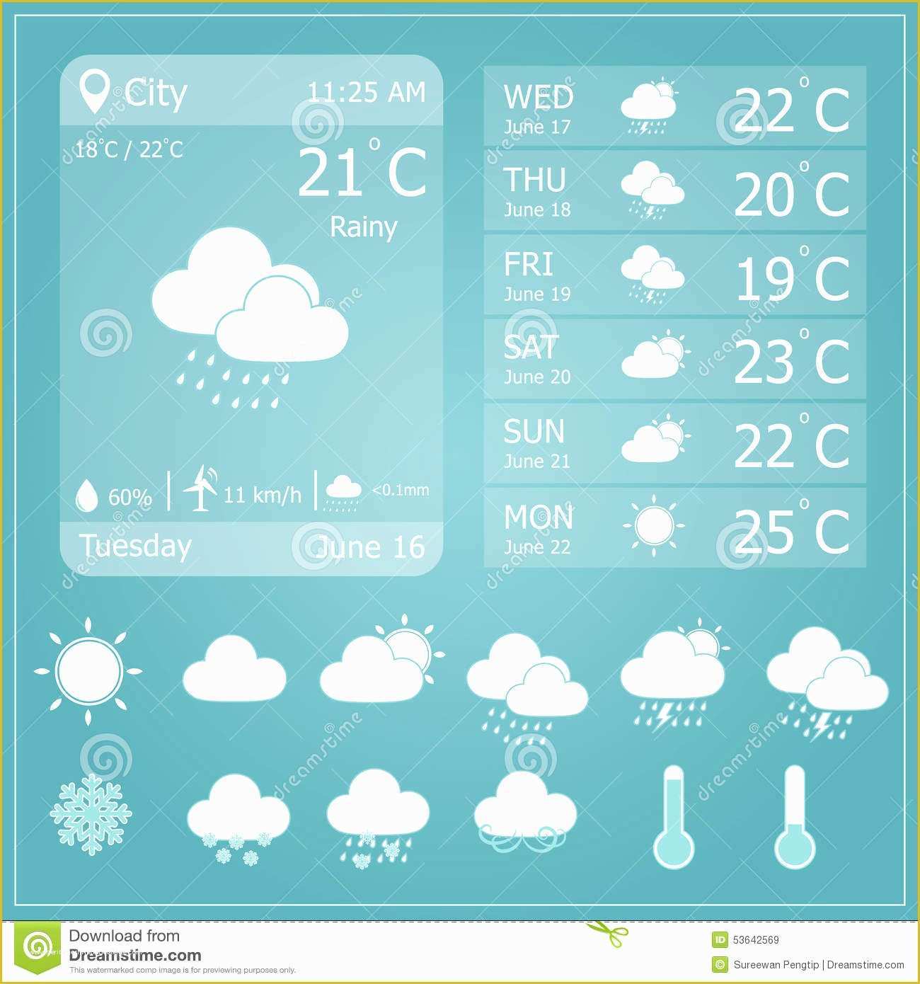 Free Weather Website Templates Of Weather forecast Interface Template Stock Vector