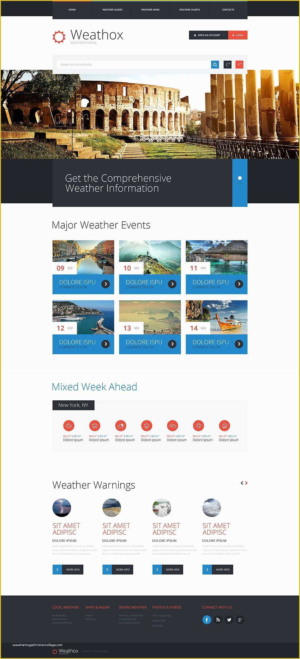 Free Weather Website Templates Of Weather forecast Web Template