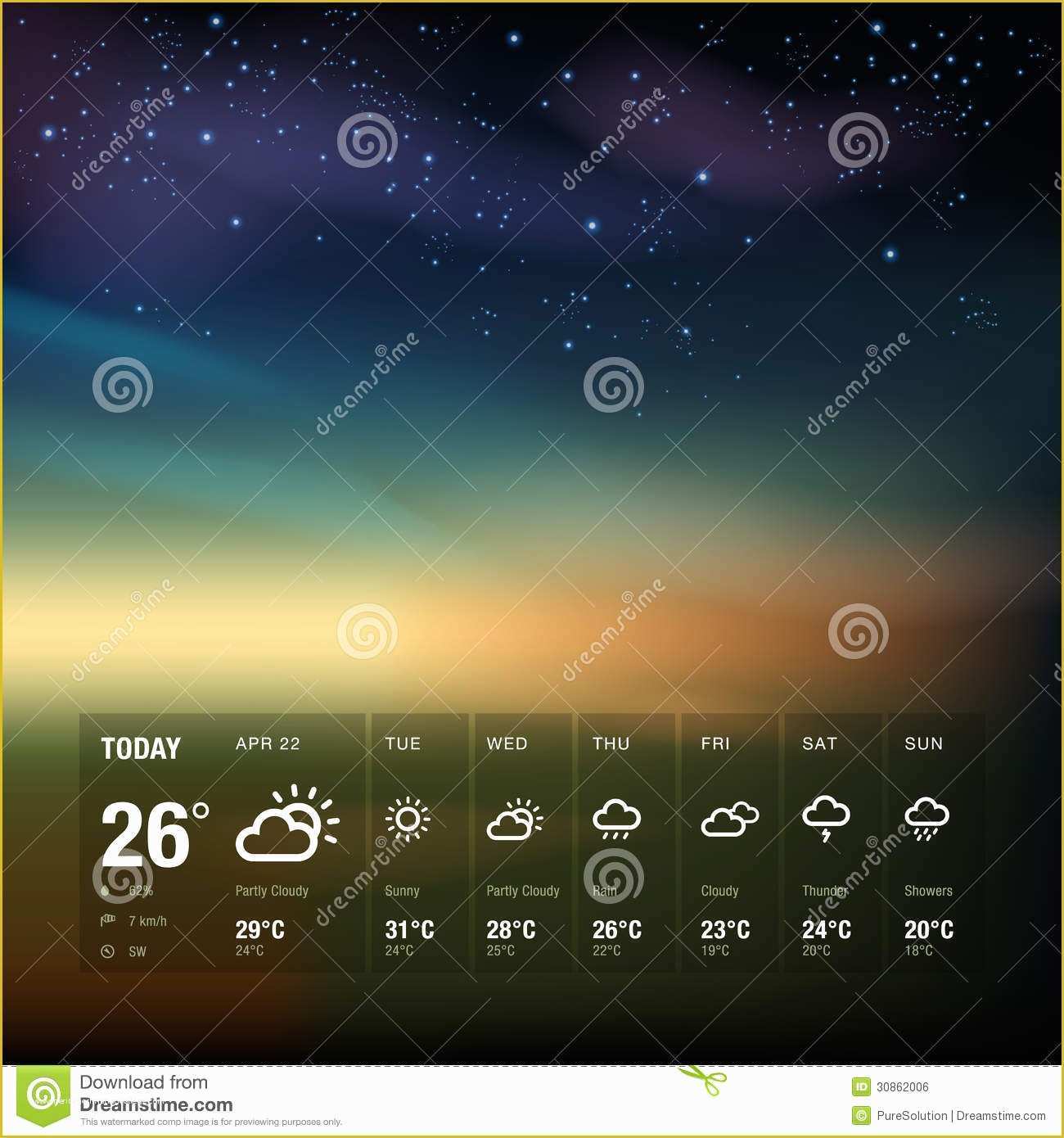 Free Weather Website Templates Of Weather Wid Template and Sky Background Stock Vector