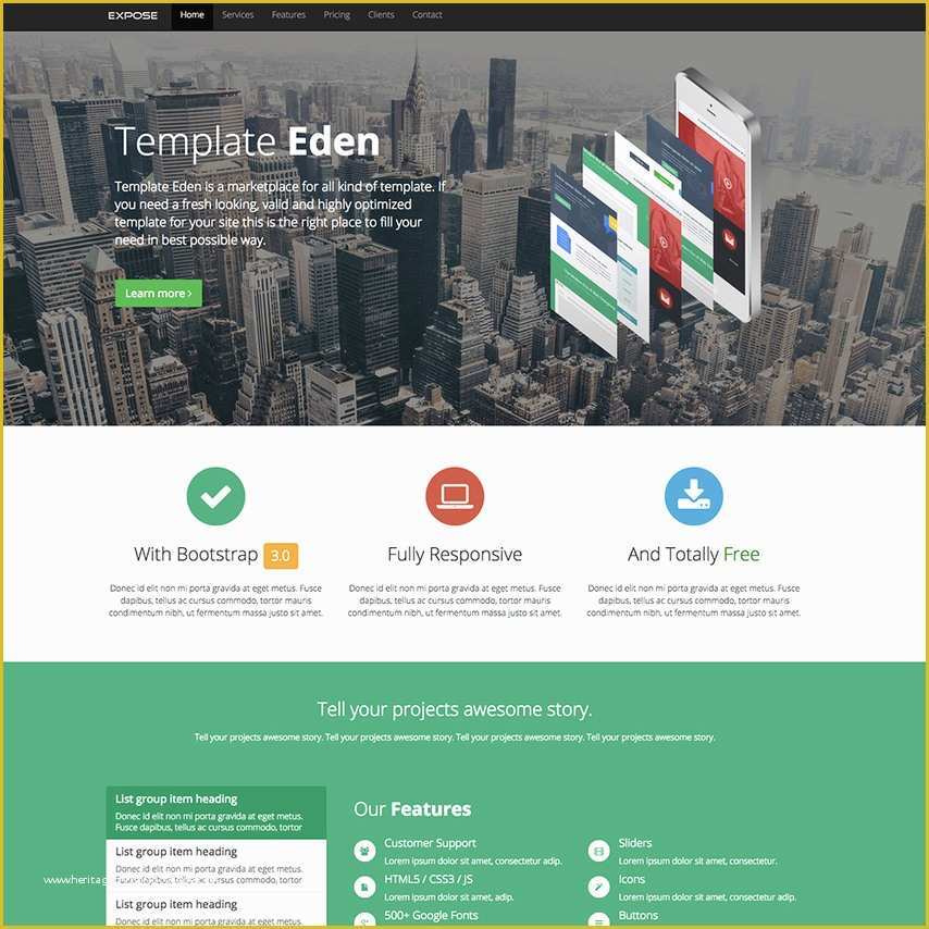 Free Web Templates Bootstrap Of Expose Eden Free Responsive Bootstrap Website Template