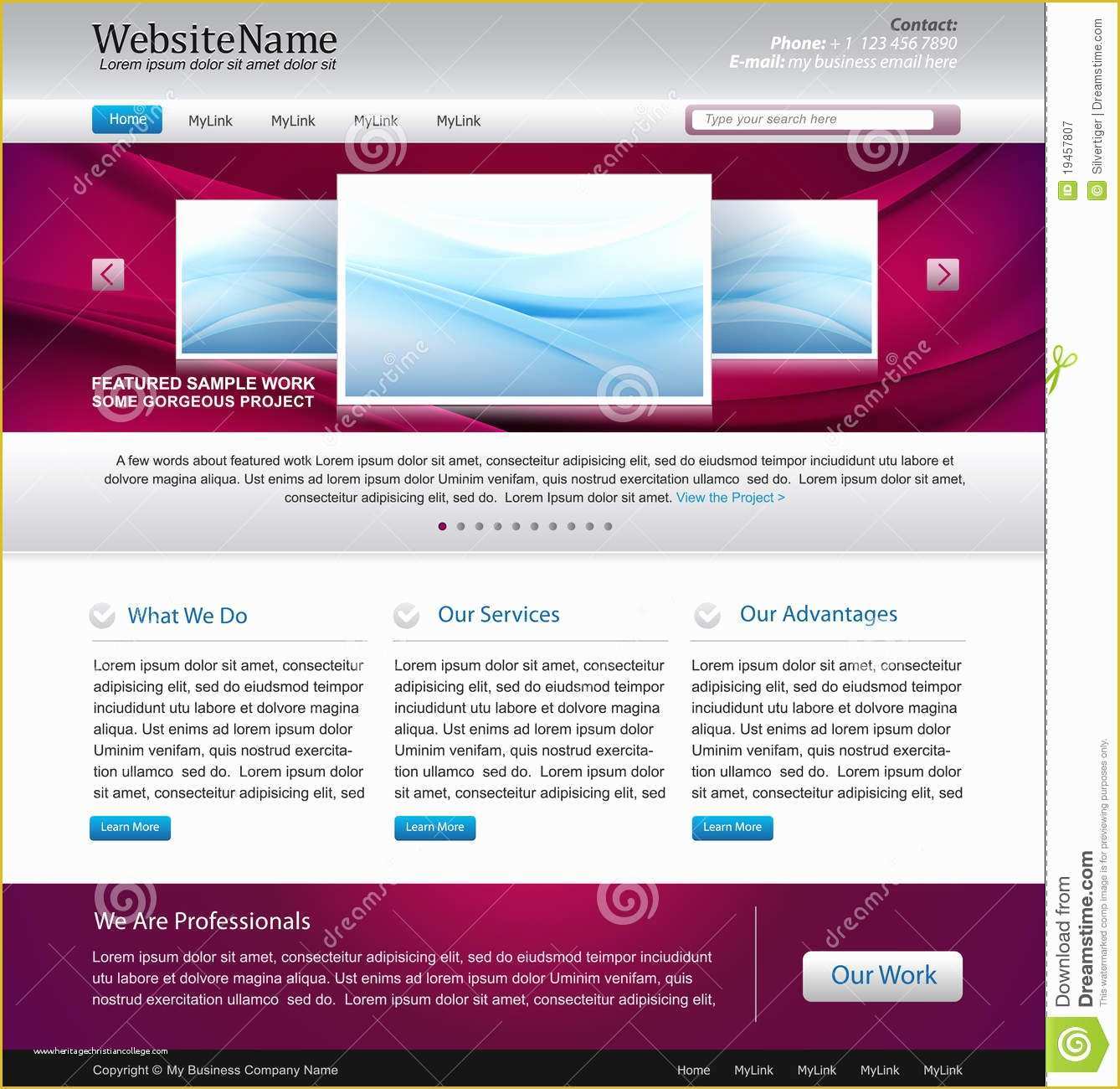 Free Website Design Templates Of Purple Website Design Template Stock Vector Image
