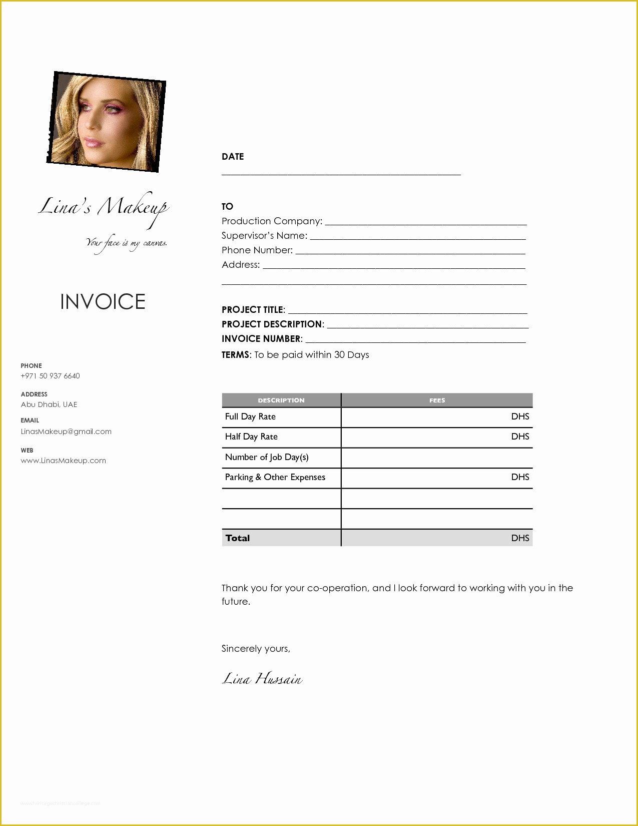 Free Website Templates for Makeup Artist Of Makeup Artist Invoice