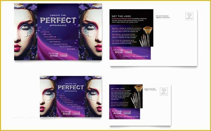 Free Website Templates for Makeup Artist Of Makeup Artist Postcard Template Design