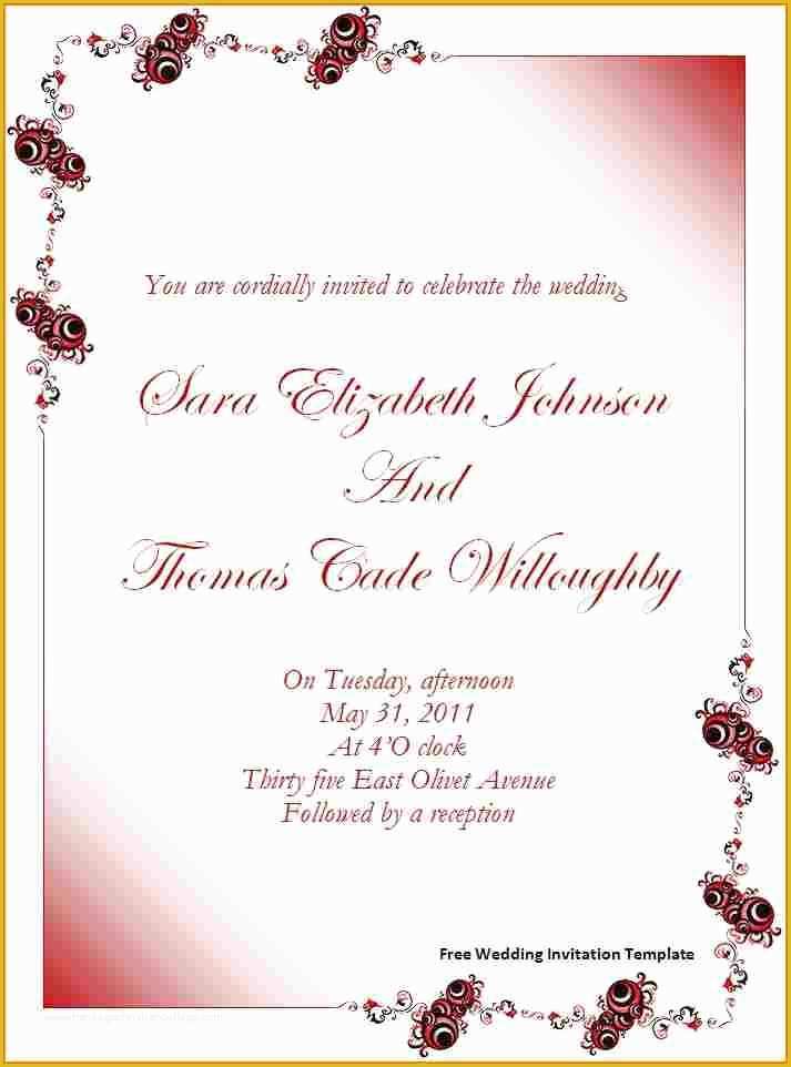 Free Wedding Design Templates Of Free Wedding Invitation Templates for Word