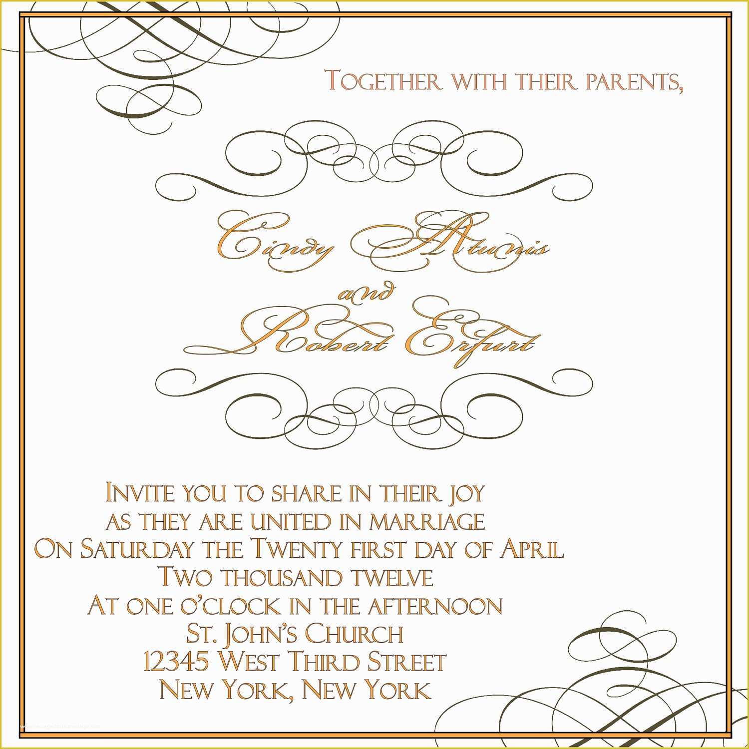 Free Wedding Invitation Templates for Word Of Applying the Wedding Planning Templates