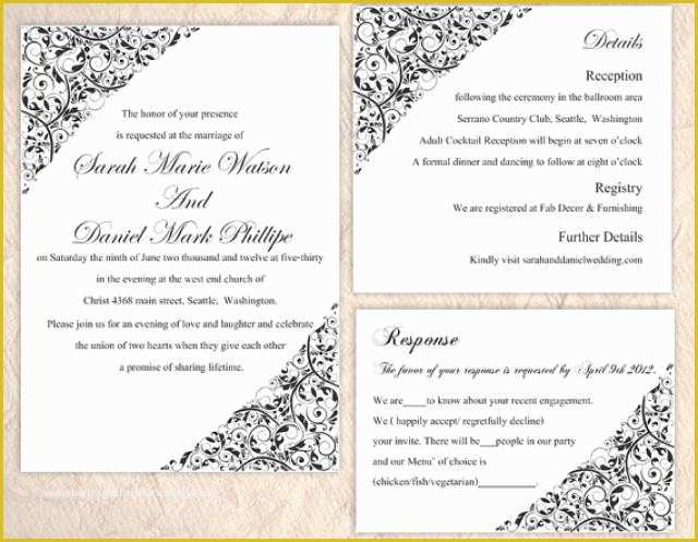 Free Wedding Invitation Templates for Word Of Diy Wedding Invitation Template Set Editable Word File