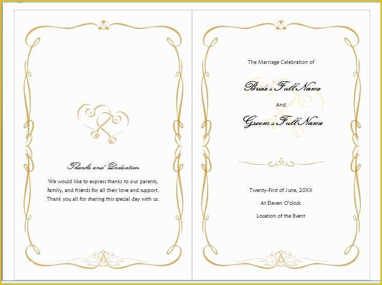 Free Wedding Invitation Templates for Word Of Free Wedding Program Templates