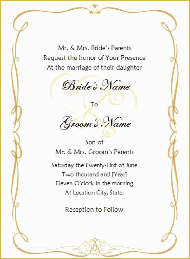 Free Wedding Invitation Templates for Word Of Invitation Template Word