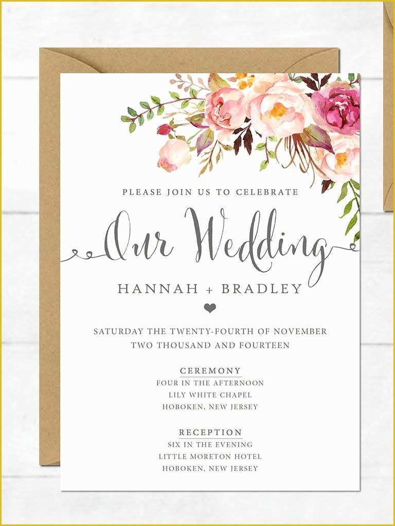 Free Wedding Invitation Templates for Word Of Wedding Invitation Printable Wedding Invitation