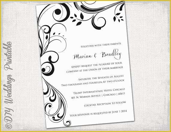 Free Wedding Invitation Templates for Word Of Wedding Invitation Templates Black and White