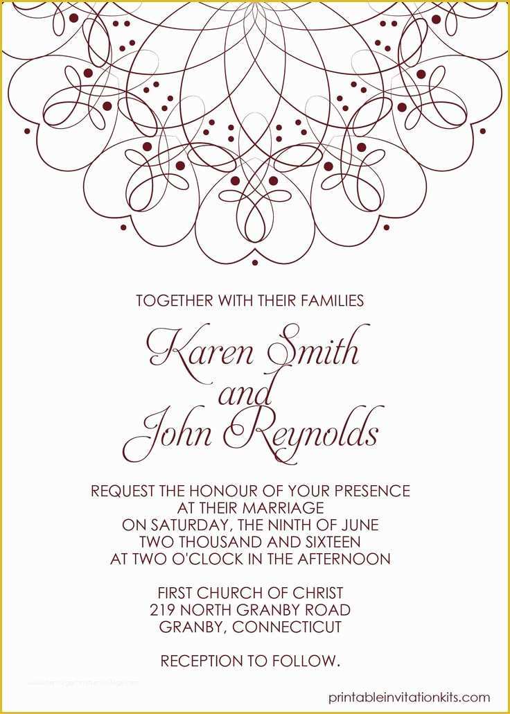 Free Wedding Invitation Templates Of Spiral Border Invitation Free Pdf Template for Weddings