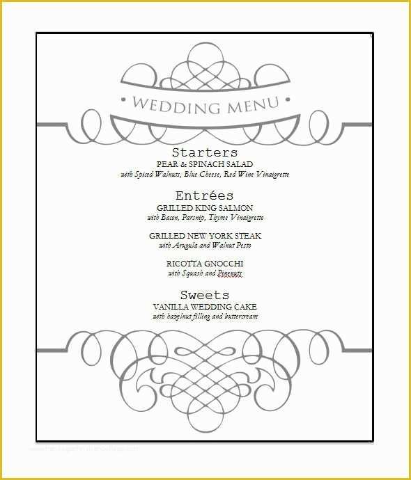 Free Wedding Menu Template Of 31 Wedding Menu Templates