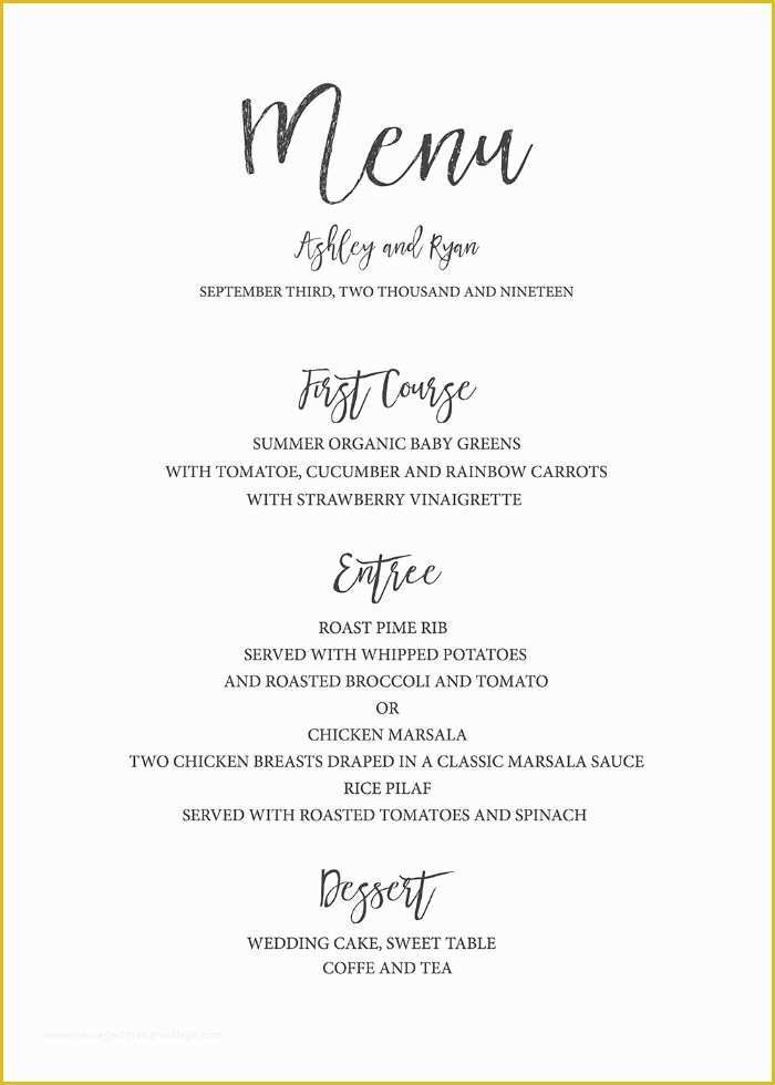 Free Wedding Menu Template Of Best 25 Wedding Menu Template Ideas On Pinterest