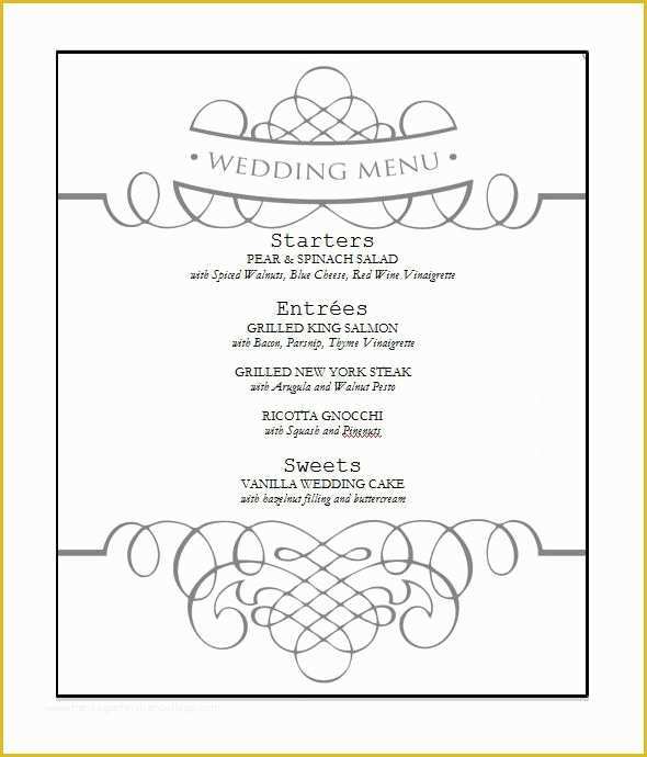 Free Wedding Menu Template Of Free Wedding Menu Template Wedding Pinterest