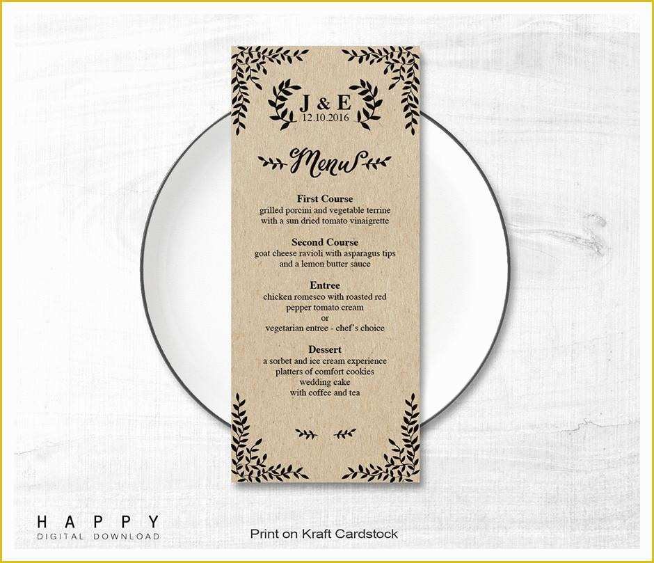 Free Wedding Menu Template Of Rustic Leaves Wedding Menu Template Happy Digital Download