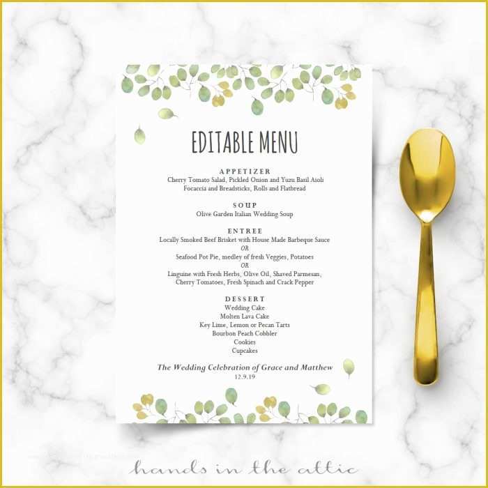 Free Wedding Menu Template Of Simple Wedding Menu Card Printable Templates