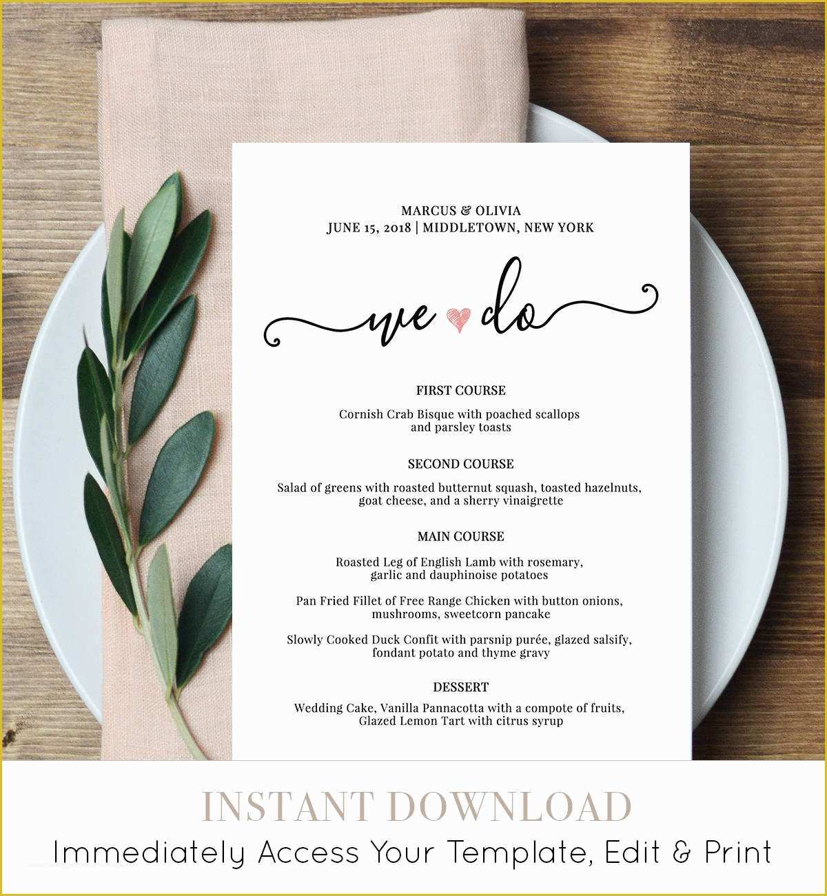 Free Wedding Menu Template Of Wedding Menu Card Template We Do Printable Dinner Menu