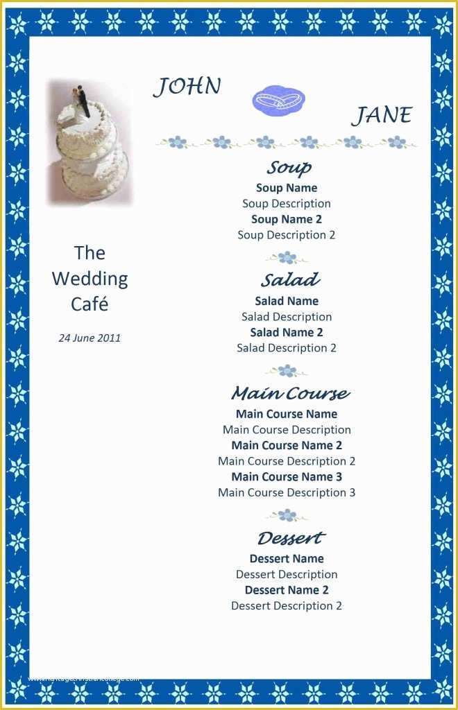 Free Wedding Menu Template Of Wedding Menu