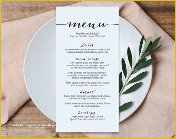 Free Wedding Menu Template Of Wedding Menu Printable Template Printable Menu Menu