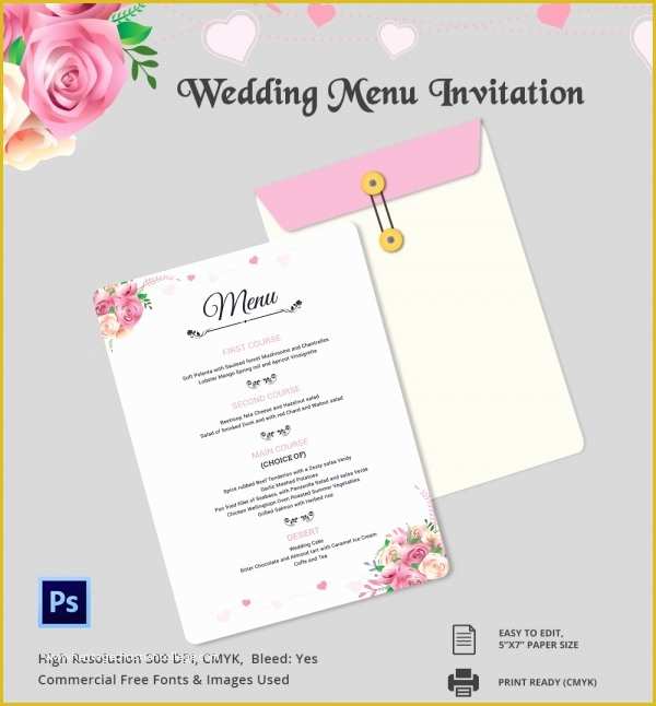 Free Wedding Menu Template Of Wedding Menu Template 44 Free Word Pdf Psd Eps