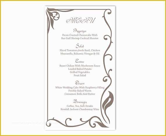 Free Wedding Menu Template Of Wedding Menu Template Diy Menu Card Template Editable Text