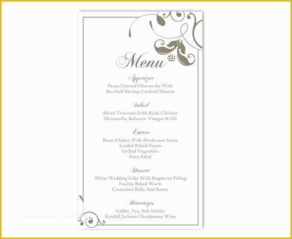 Free Wedding Menu Template Of Wedding Menu Template Diy Menu Card Template Editable Text