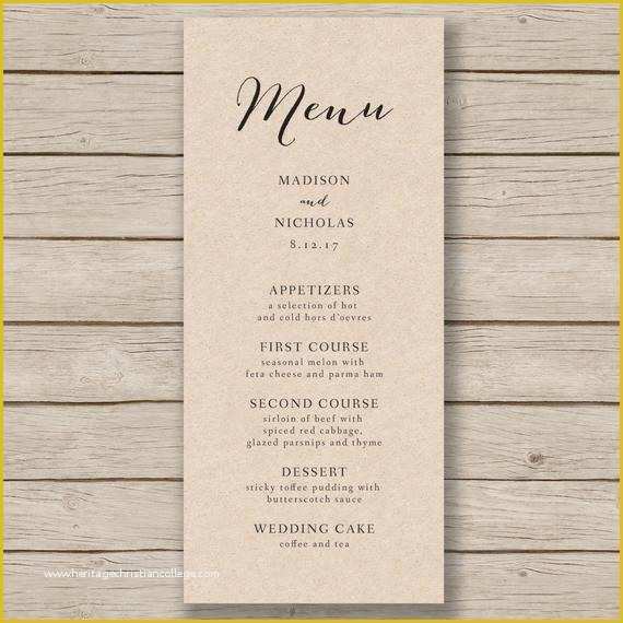 Free Wedding Menu Template Of Wedding Menu Template Rustic Wedding Menu by