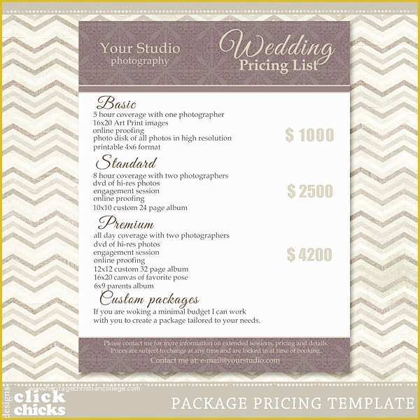 Free Wedding Pricing Template Of Graphy Package Pricing List Template Wedding Packages