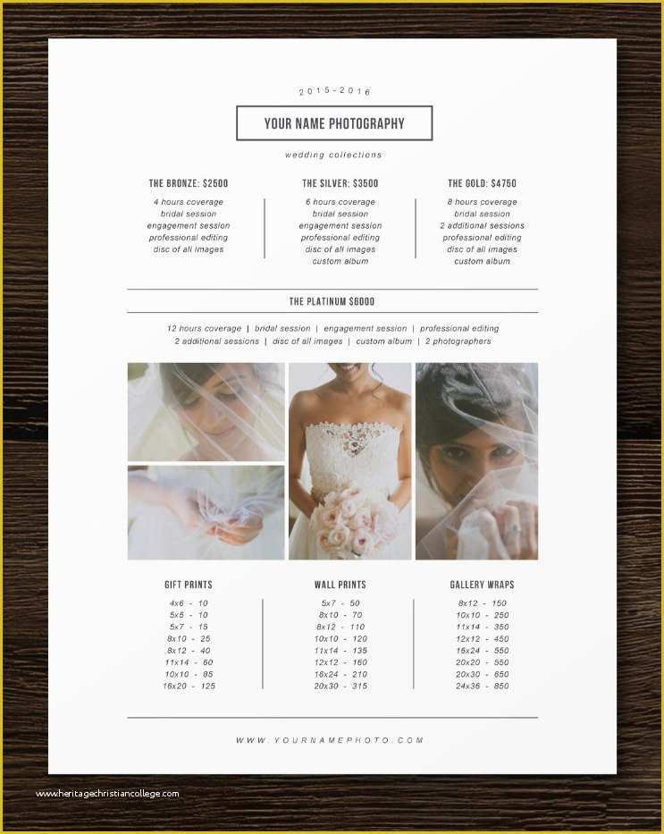 Free Wedding Pricing Template Of Wedding Graphy Price Sheet Price List