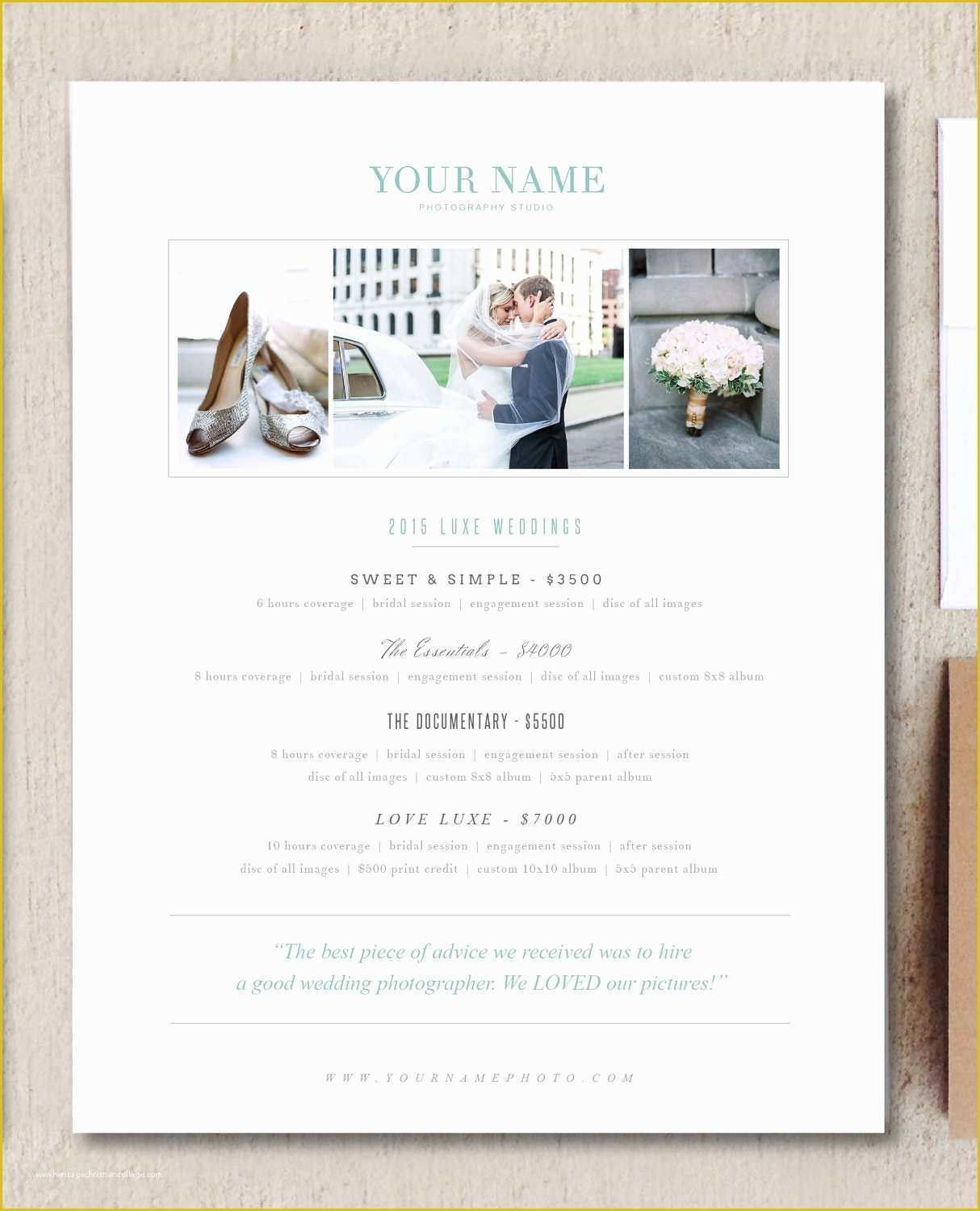 Free Wedding Pricing Template Of Wedding Grapher Pricing Guide Brochure Templates