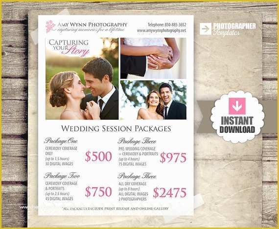 Free Wedding Pricing Template Of Wedding Graphy Packages On Pinterest