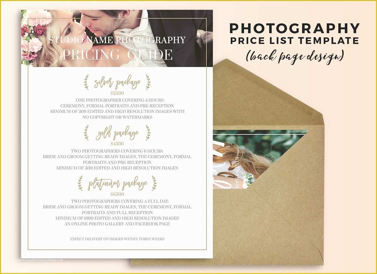 Free Wedding Pricing Template Of Wedding Graphy Price List Shop Template On Behance